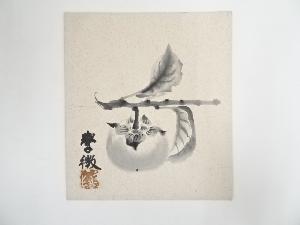 作家物　水墨柿図　肉筆色紙